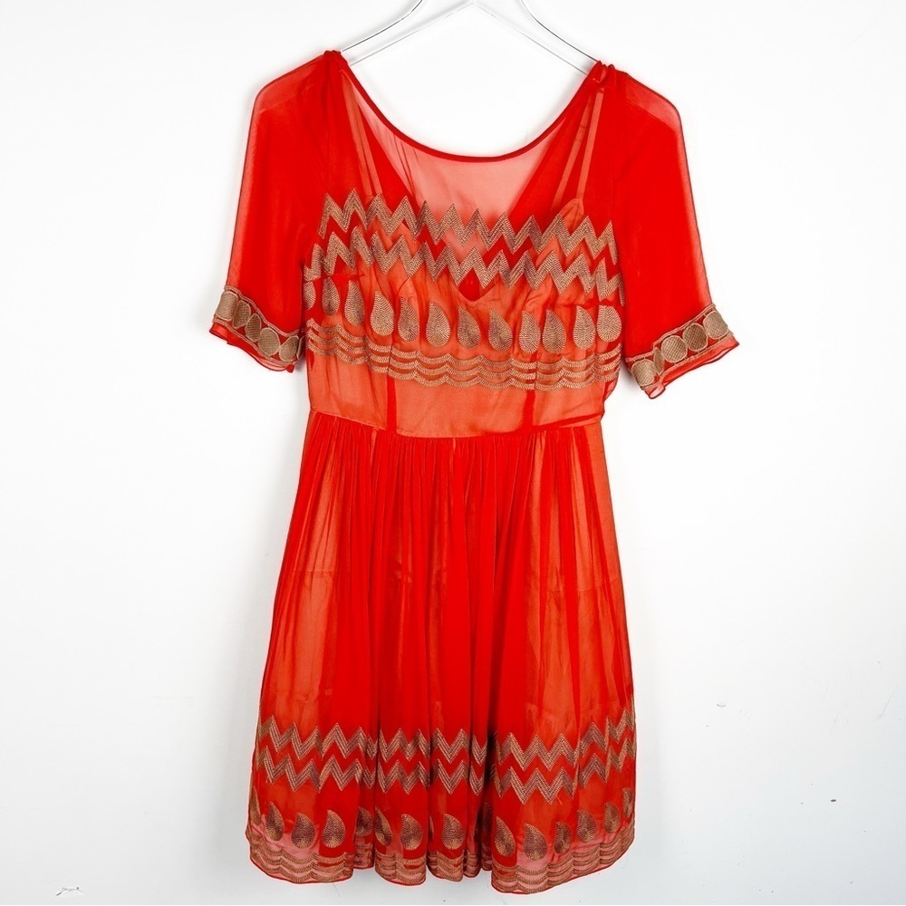 Tracy Reese Anthropologie Silk Dress Orange size 2